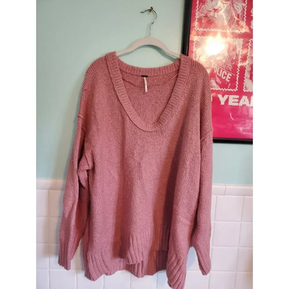 Free People Women's Brookside Tunic Sweater in Pink Lightning Size Medium - Picture 12 of 12